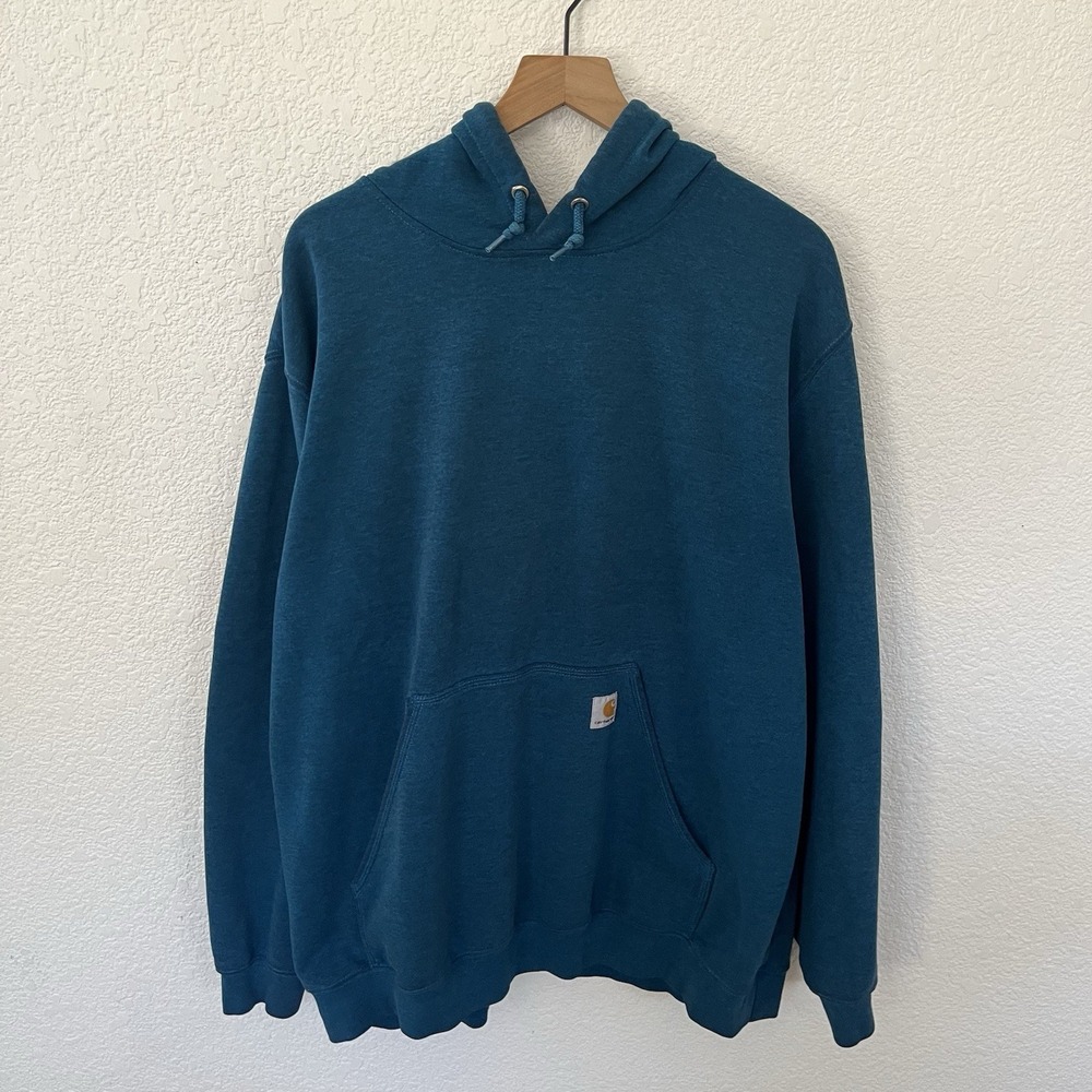 Carhartt Original Fit 2XL Blue Pullover‎ Hoodie Sleeve Logo Made in Mexico